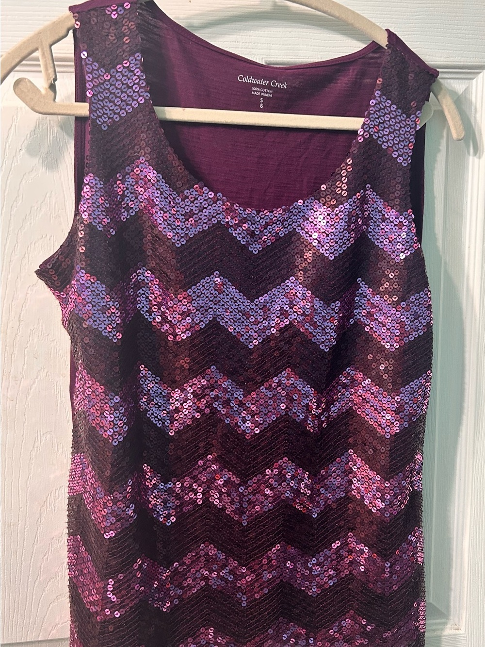 Coldwater Creek Purple Sequin Chevron Tank